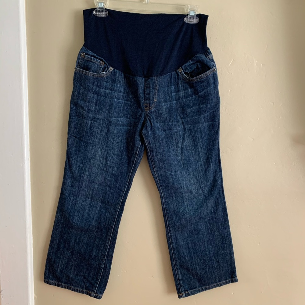 Liz Lange Maternity Wide Leg Denim Capris Jeans, 8 Maternity 8